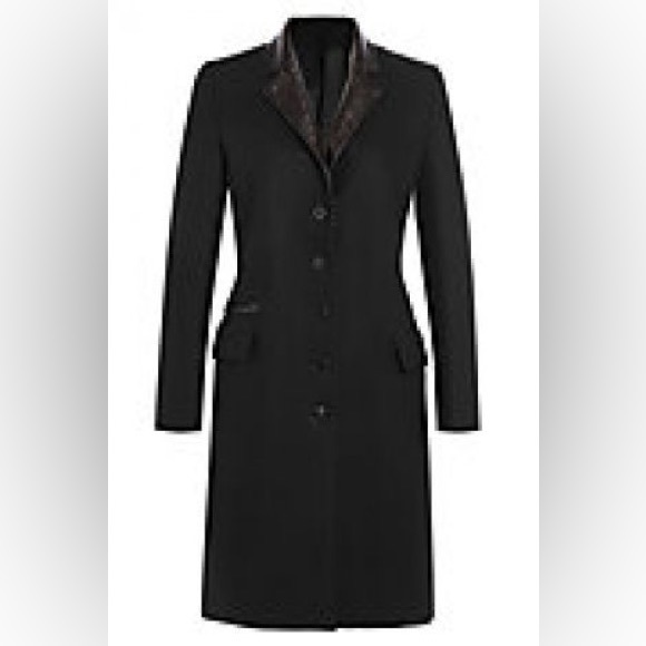 The Kooples, Tailored Wool Evening Coat with pleather trim, size 34 - Picture 1 of 6